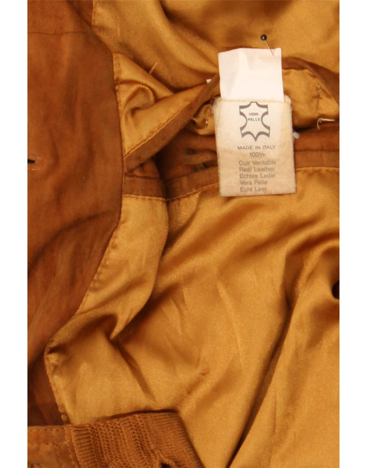 Vintage Ανδρικό Suede Bomber Jacket IT 48 Medium Beige Leather