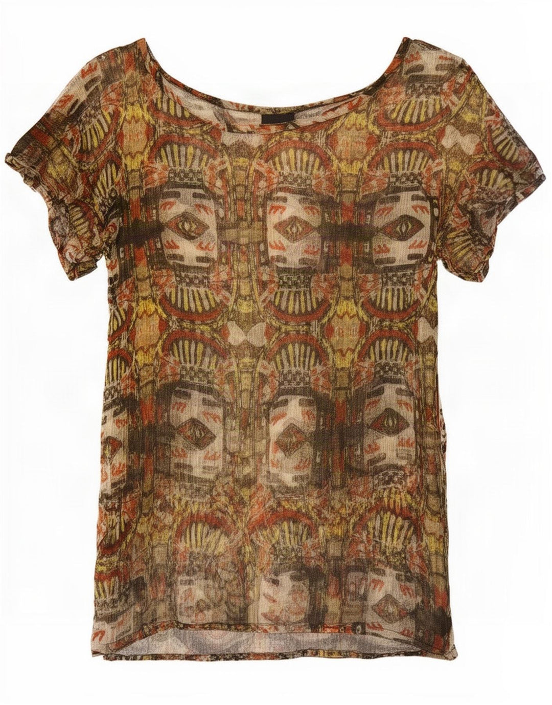 Γυναικεία Desigual Abstract Pattern Μπλούζα Top UK 8 Μικρή χακί βισκόζη