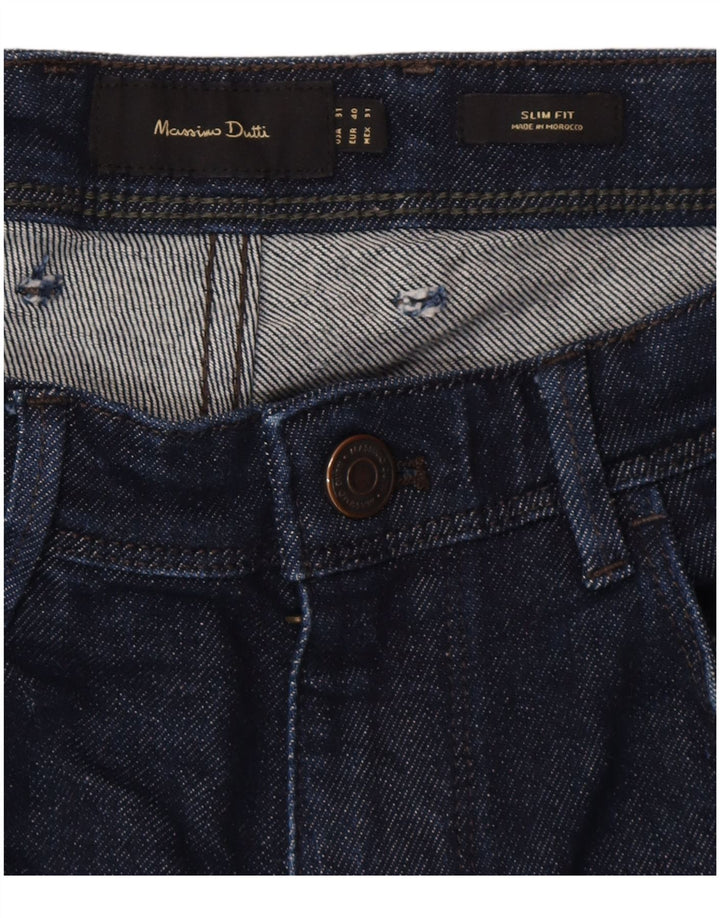 Massimo Dutti Ανδρικό Slim Jeans EU 40 Medium W31 L28 Navy Blue Cotton