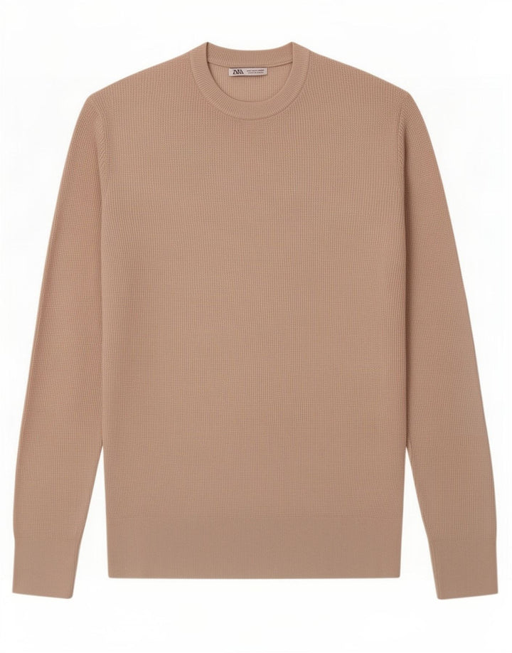 Ανδρικό πουλόβερ Zara Crew Neck Jumper Medium Beige