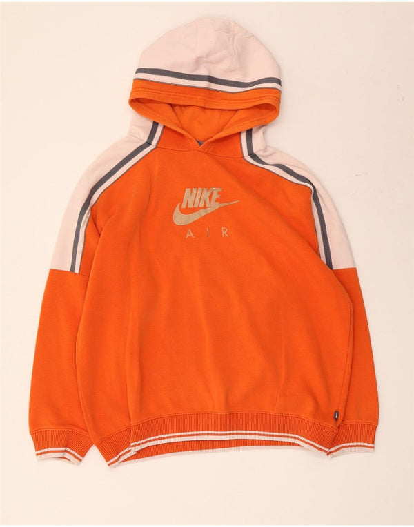 Nike Boys Graphic Hoodie Jumper 13-14 Years XL Orange Colourblock Cotton