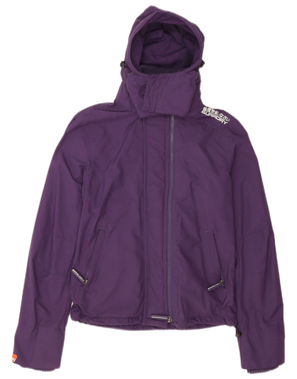 Superdry γυναικείο μπουφάν βροχής με κουκούλα UK 14 Medium Purple Nylon