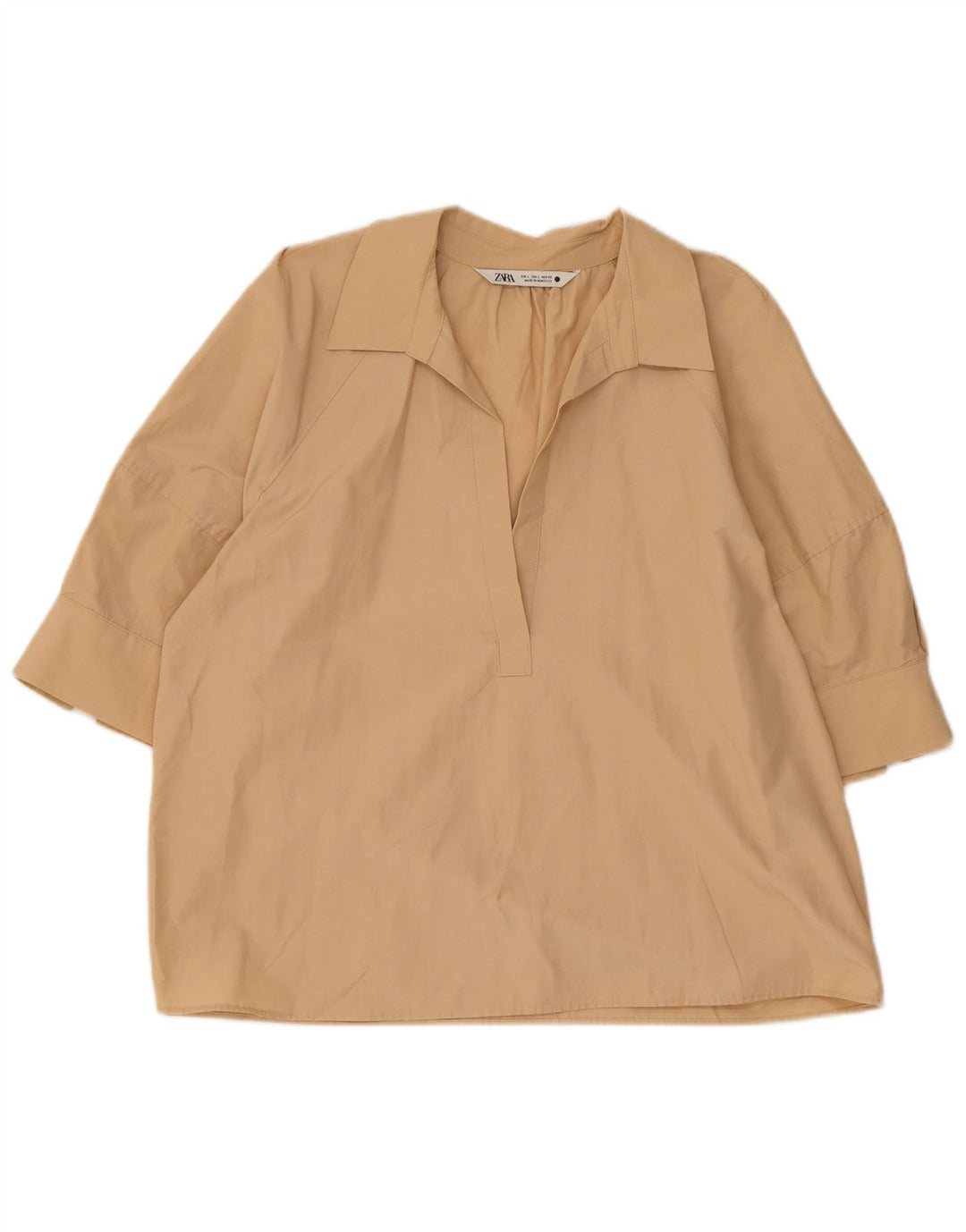 Zara Γυναικεία Μπλούζα Τοπ UK 16 Large Beige Βαμβακερό
