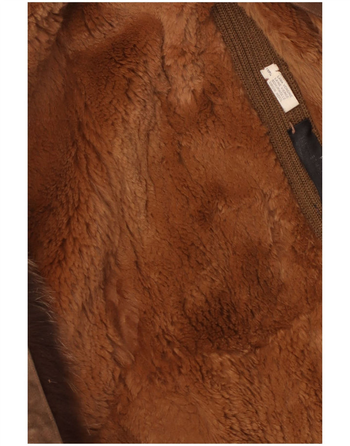 Vintage γυναικείο παλτό Sherpa Suede UK 14 Μεσαίο Καφέ