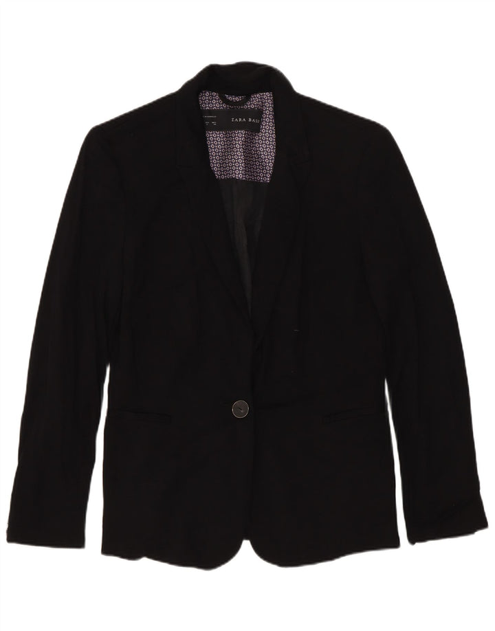 Zara Γυναικείο σακάκι 1 κουμπιού blazer UK 10 Small Black Viscose