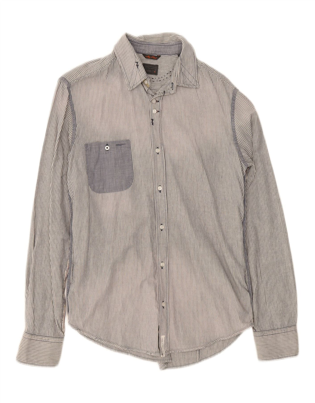 HUGO BOSS Mens Shirt Medium Grey Pinstripe Vintage Hugo Boss and Second-Hand Hugo Boss from Messina Hembry 