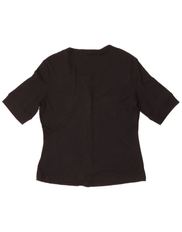 Γυναικεία κοντομάνικη ζακέτα παζλ UK 12 Medium Black Modal