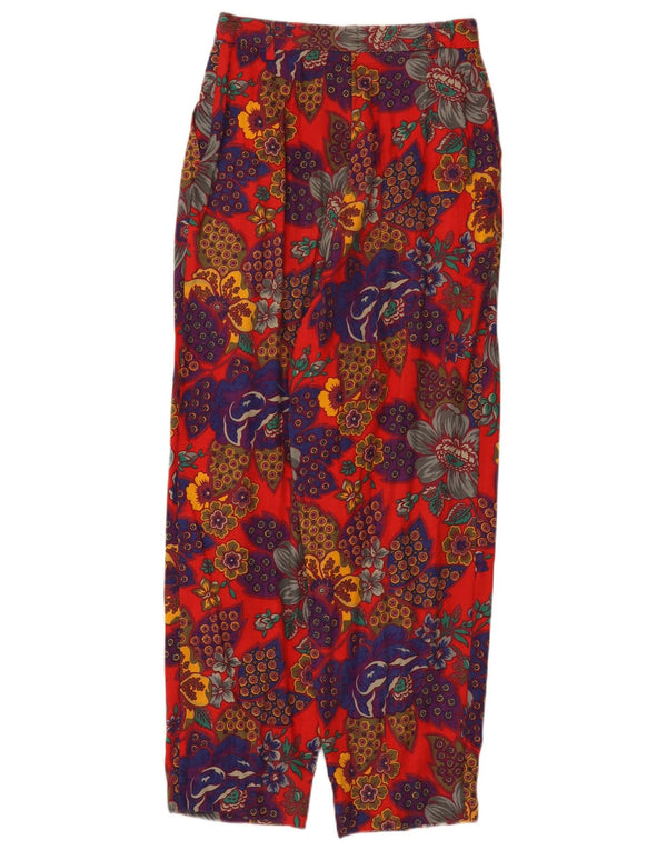 Benetton Γυναικείο Ψηλόμεσο Παντελόνι IT 42 Medium W26 L26 Red Floral