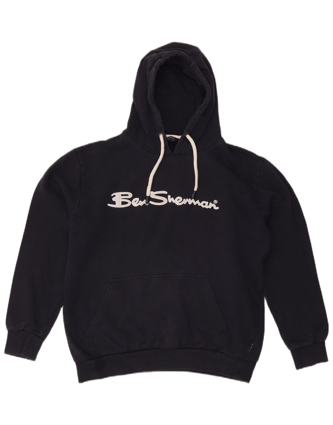 BEN SHERMAN Γυναικείο υπερμεγέθη γραφικό μπλουζάκι με κουκούλα UK 16 Large Navy Blue