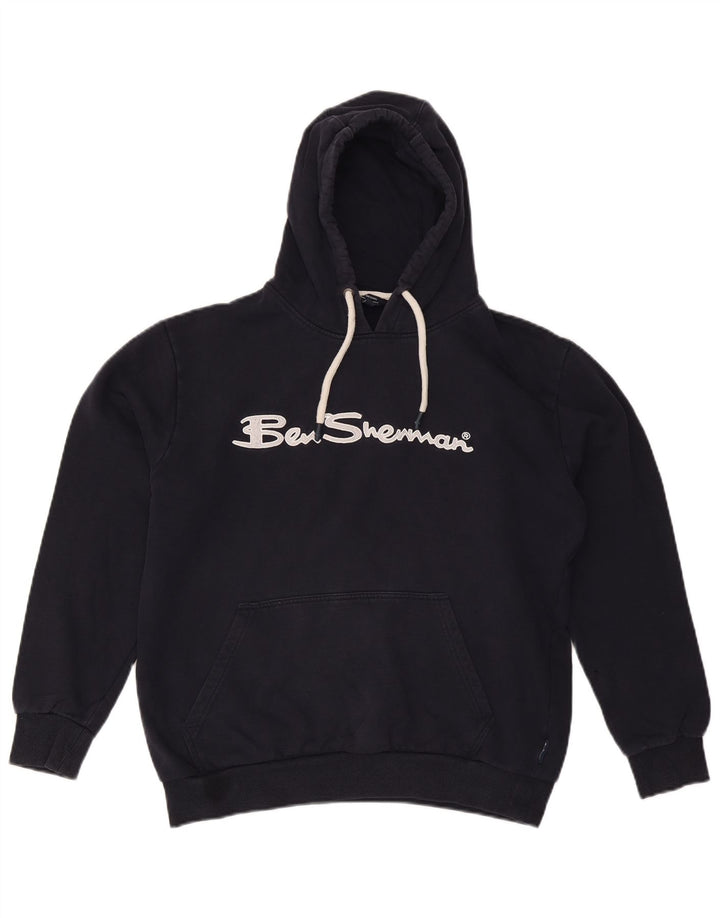 BEN SHERMAN Γυναικείο υπερμεγέθη γραφικό μπλουζάκι με κουκούλα UK 16 Large Navy Blue