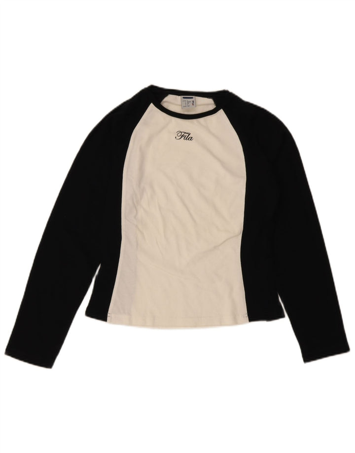 FILA Γυναικείο Crop Μακρυμάνικο IT 40/42 Small Black Colourblock Βαμβακερό