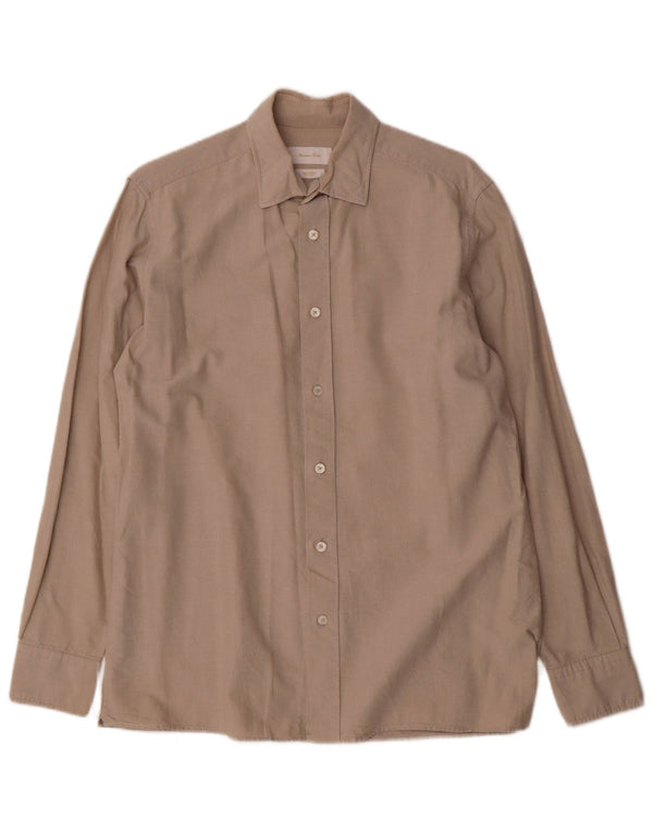 Ανδρικό πουκάμισο Massimo Dutti, Βαμβακερό μεσαίο μπεζ