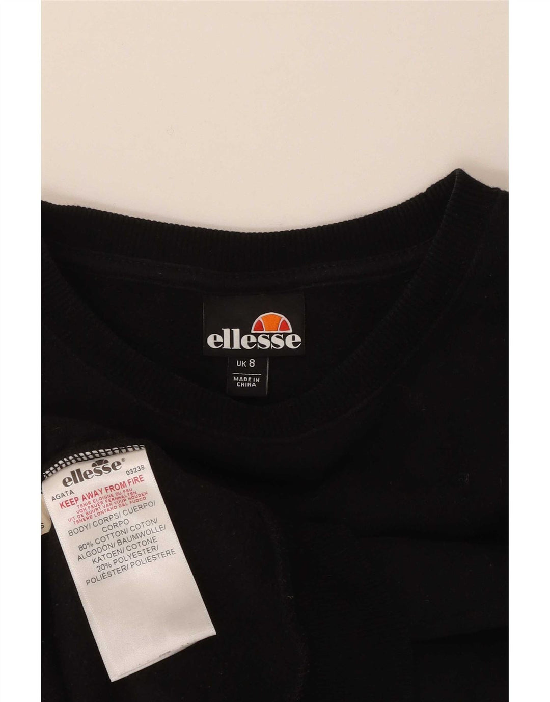 Ellesse Γυναικείο γραφικό υπερμεγέθη φούτερ Jumper UK 8 Μικρό μαύρο βαμβακερό
