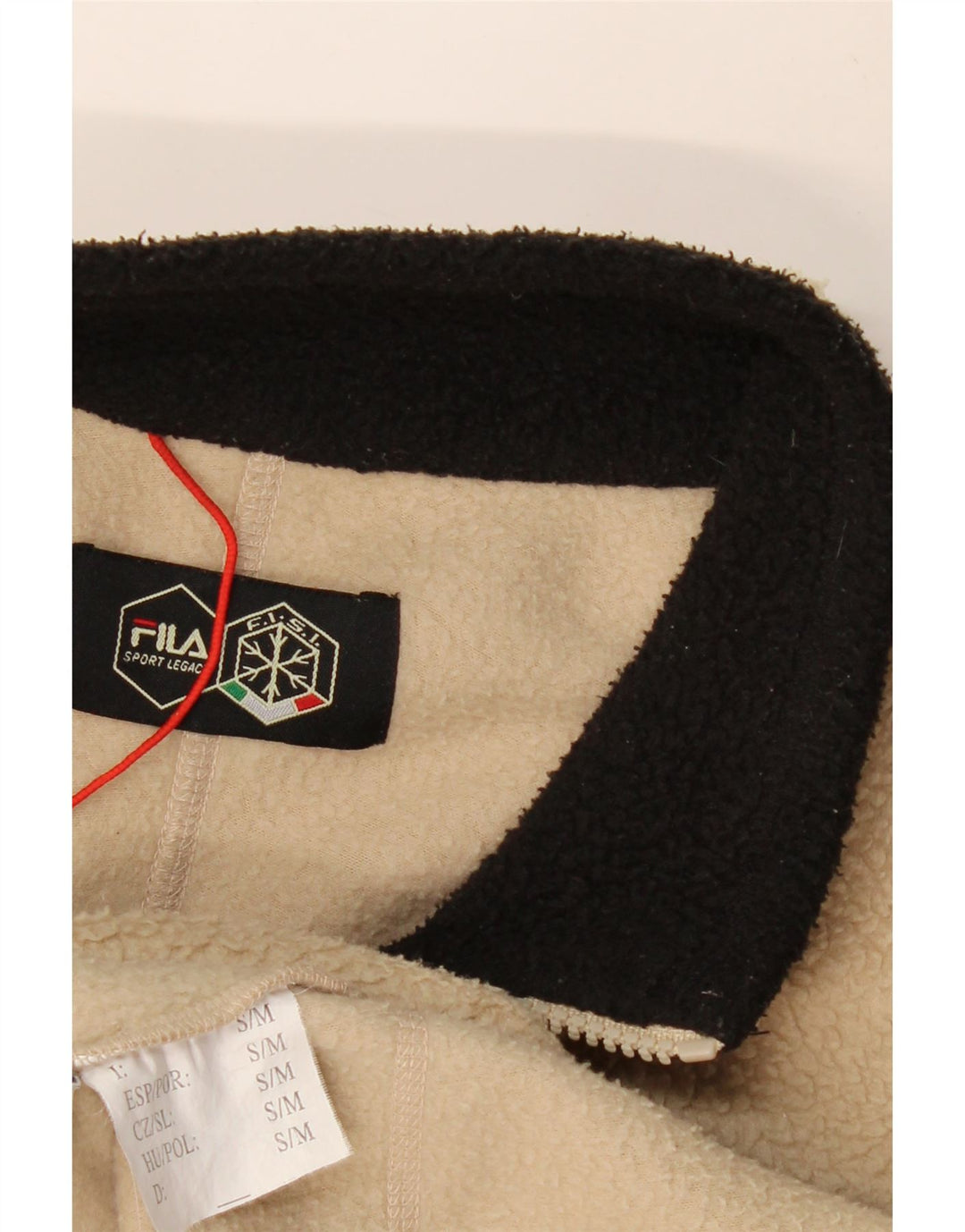 FILA Ανδρικό Fleece Jacket UK 36 Small Beige Colourblock Polyester