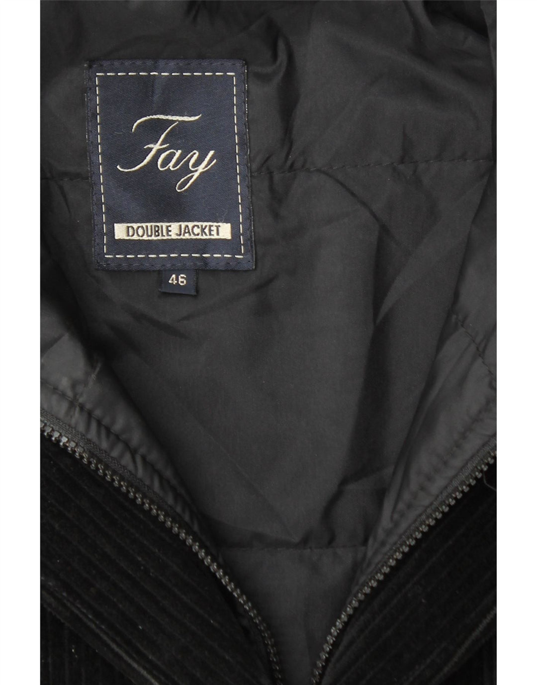 FAY Γυναικείο Μπουφάν 3 κουμπιών κοτλέ Blazer IT 46 μεγάλο μαύρο