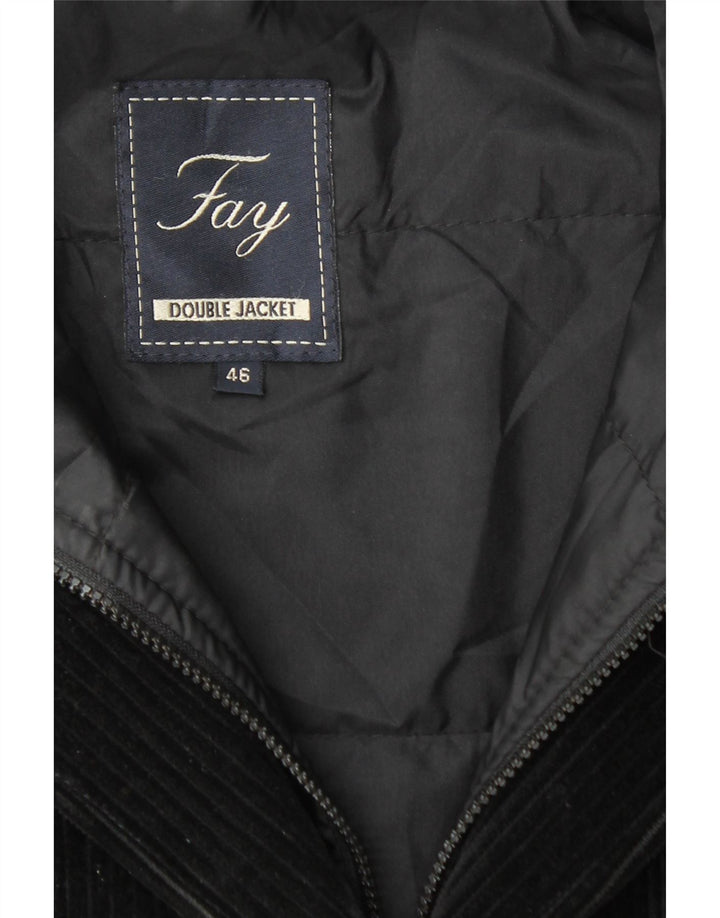 FAY Γυναικείο Μπουφάν 3 κουμπιών κοτλέ Blazer IT 46 μεγάλο μαύρο