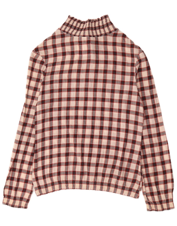 Woolrich γυναικεία μακρυμάνικη μπλούζα τοπ UK 14 μεσαίου μπορντώ βαμβακερό Gingham