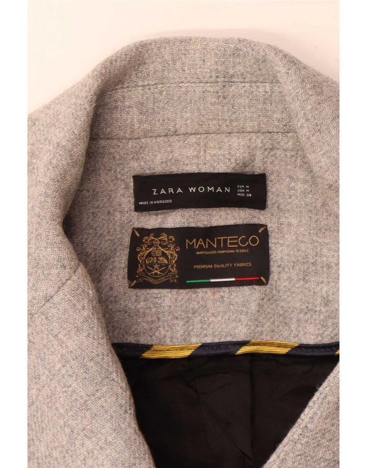 Zara Γυναικείο Παλτό με διπλό στήθος UK 14 Medium Grey Wool