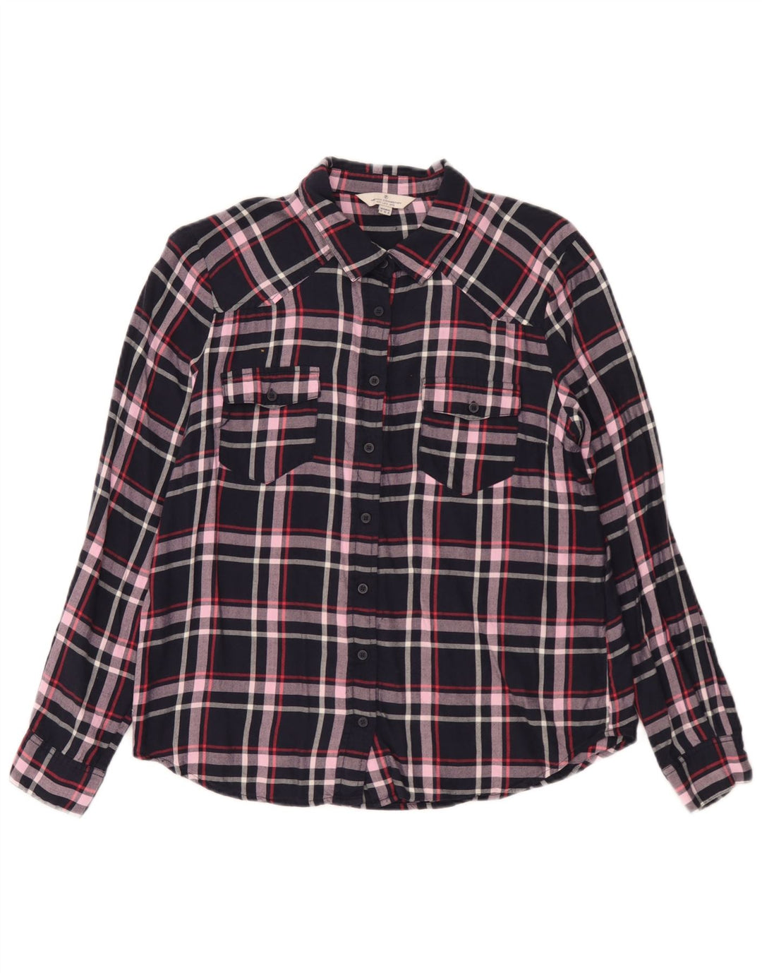 Γυναικείο πουκάμισο French Connection UK 12 Medium Navy Blue Check Viscose