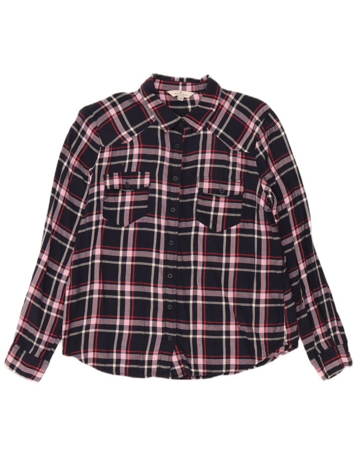 Γυναικείο πουκάμισο French Connection UK 12 Medium Navy Blue Check Viscose
