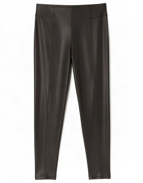 Marks & Spencer Γυναικεία Ψηλόμεση Faux Leather κολάν UK 16 Large Black