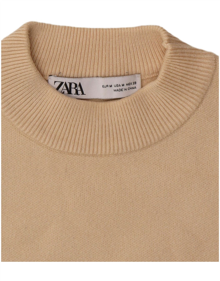 Zara Γυναικείο πουλόβερ με λαιμόκοψη UK 12 Medium Beige