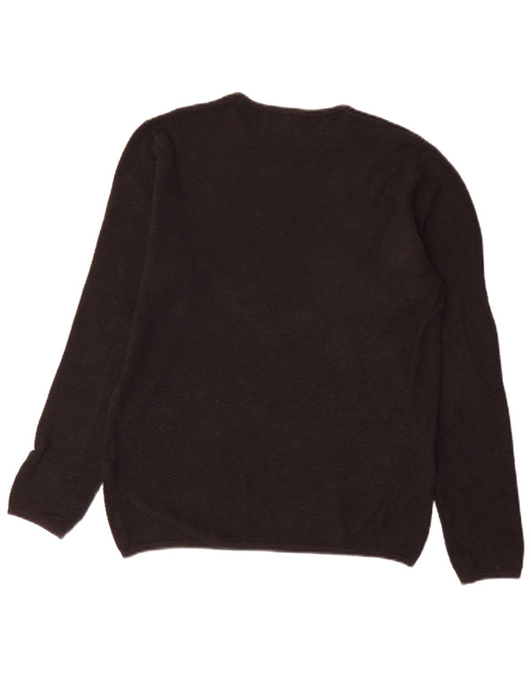 Ανδρικό πουλόβερ Zara Crew Neck Jumper Μεγάλο μαύρο βαμβακερό