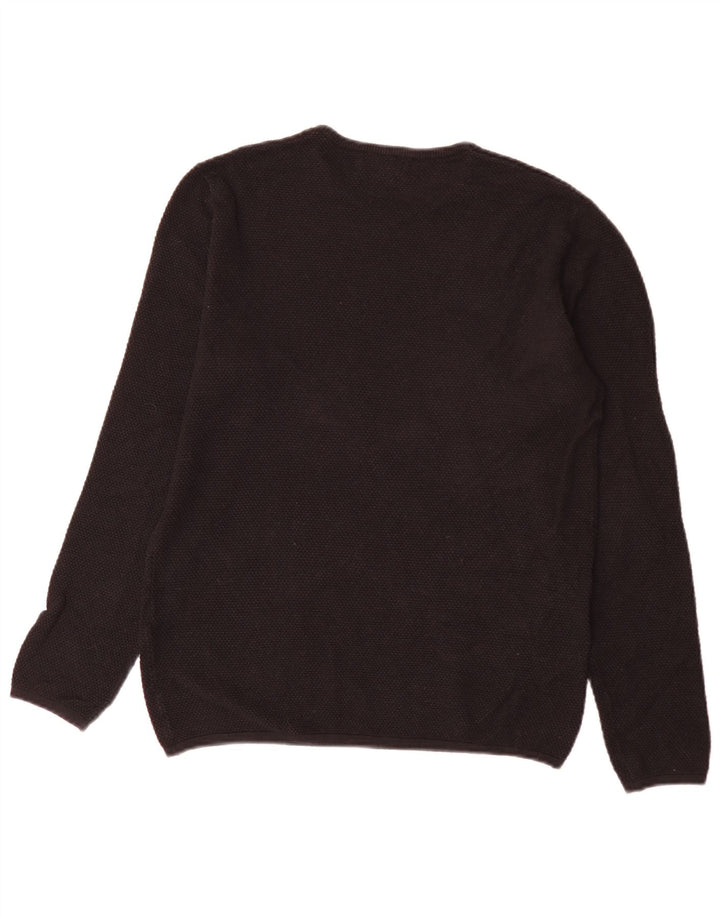 Ανδρικό πουλόβερ Zara Crew Neck Jumper Μεγάλο μαύρο βαμβακερό