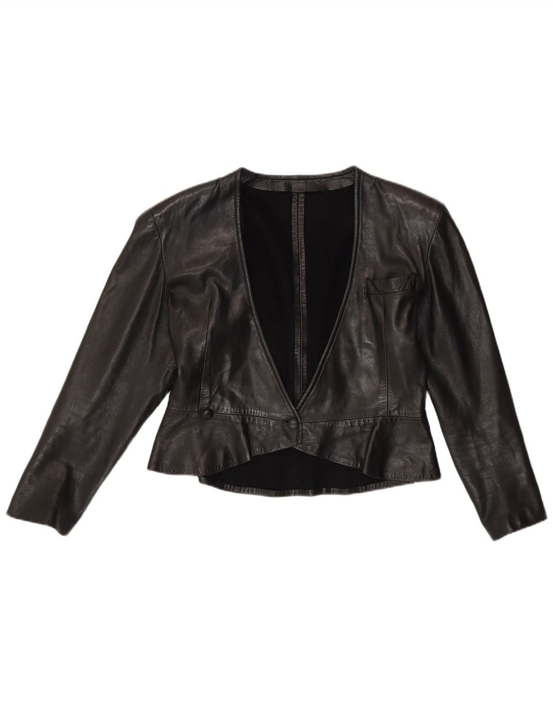 Vintage γυναικείο δερμάτινο μπουφάν Bolero UK 12 Medium Black