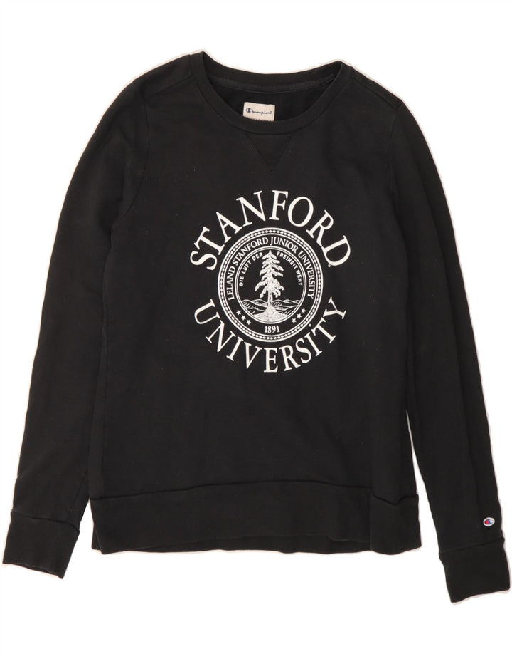 CHAMPION Womens Stanford University Sweatshirt Jumper UK 14 Medium Black Vintage Champion and Second-Hand Champion from Messina Hembry 
