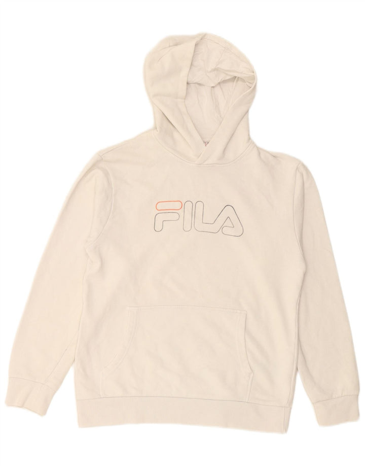 FILA Boys Graphic Hoodie Jumper 15-16 ετών Λευκό βαμβακερό