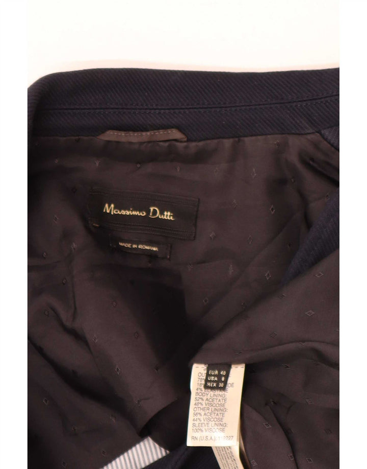 Massimo Dutti Γυναικείο σακάκι μπλέιζερ με 1 κουμπιά EU 40 μεσαίο μπλε βαμβακερό