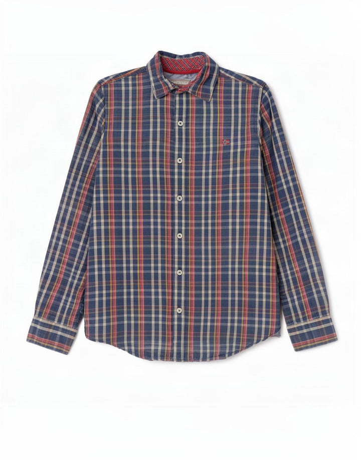 Ανδρικό πουκάμισο Napapijri Geographic Slim Fit Medium Blue Check Cotton