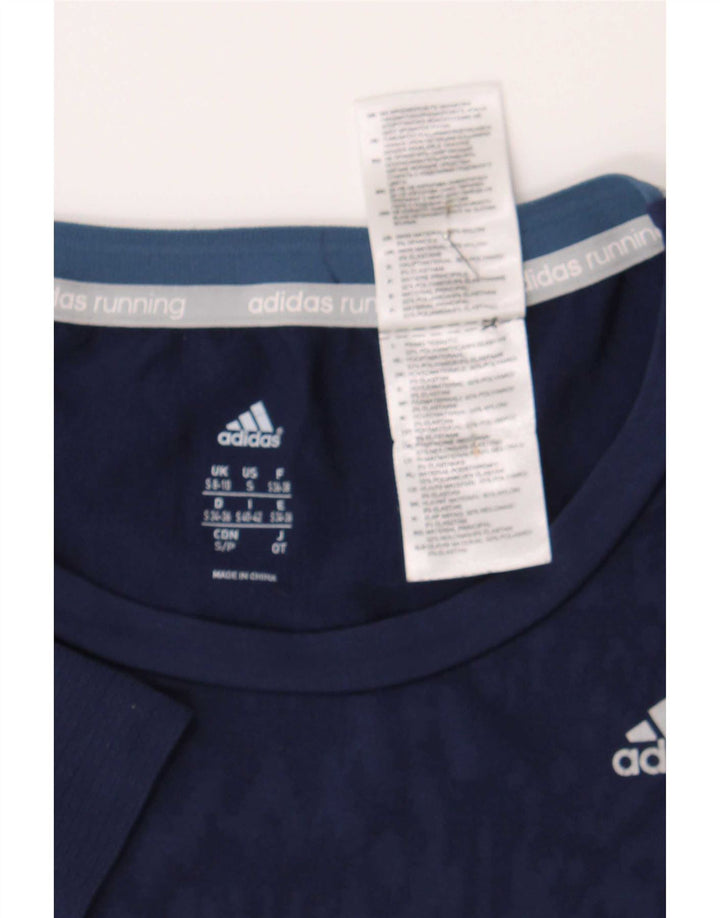 Adidas Γυναικείο μπλουζάκι με αφηρημένο σχέδιο για τρέξιμο Top UK 8/10 Small Navy Blue
