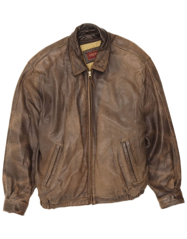 Mens Couture Leather Jacket UK 42 XL Brown Leather