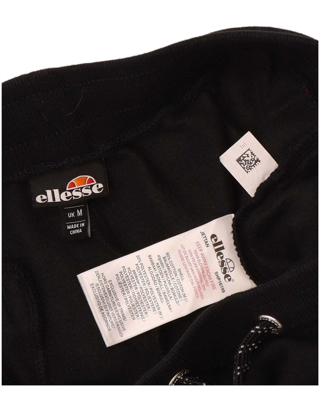 Ανδρική φόρμα γραφικών Ellesse Παντελόνι Joggers Μεσαίο μαύρο βαμβακερό