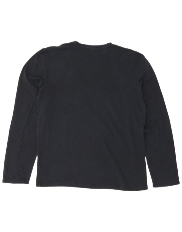 Trussardi Mens Top Long Sleeve Large Navy Blue Striped Cotton