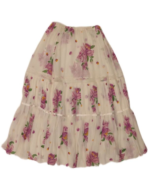 Vintage γυναικεία φούστα See Through Tiered W26 Small White Floral