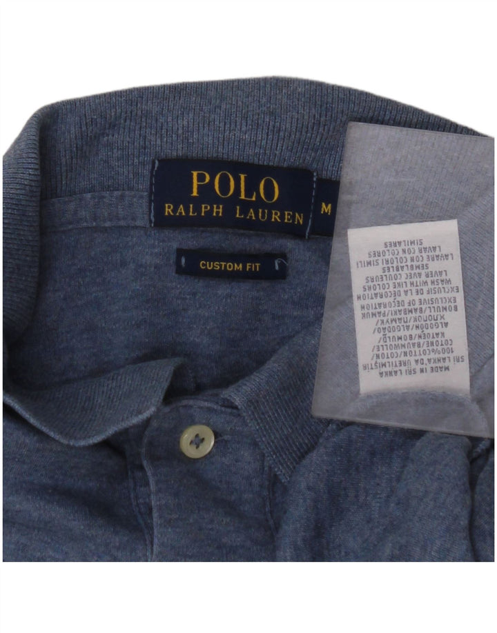 POLO RALPH LAUREN Ανδρικό πουκάμισο πόλο με προσαρμοσμένη εφαρμογή, μεσαίο μπλε βαμβακερό