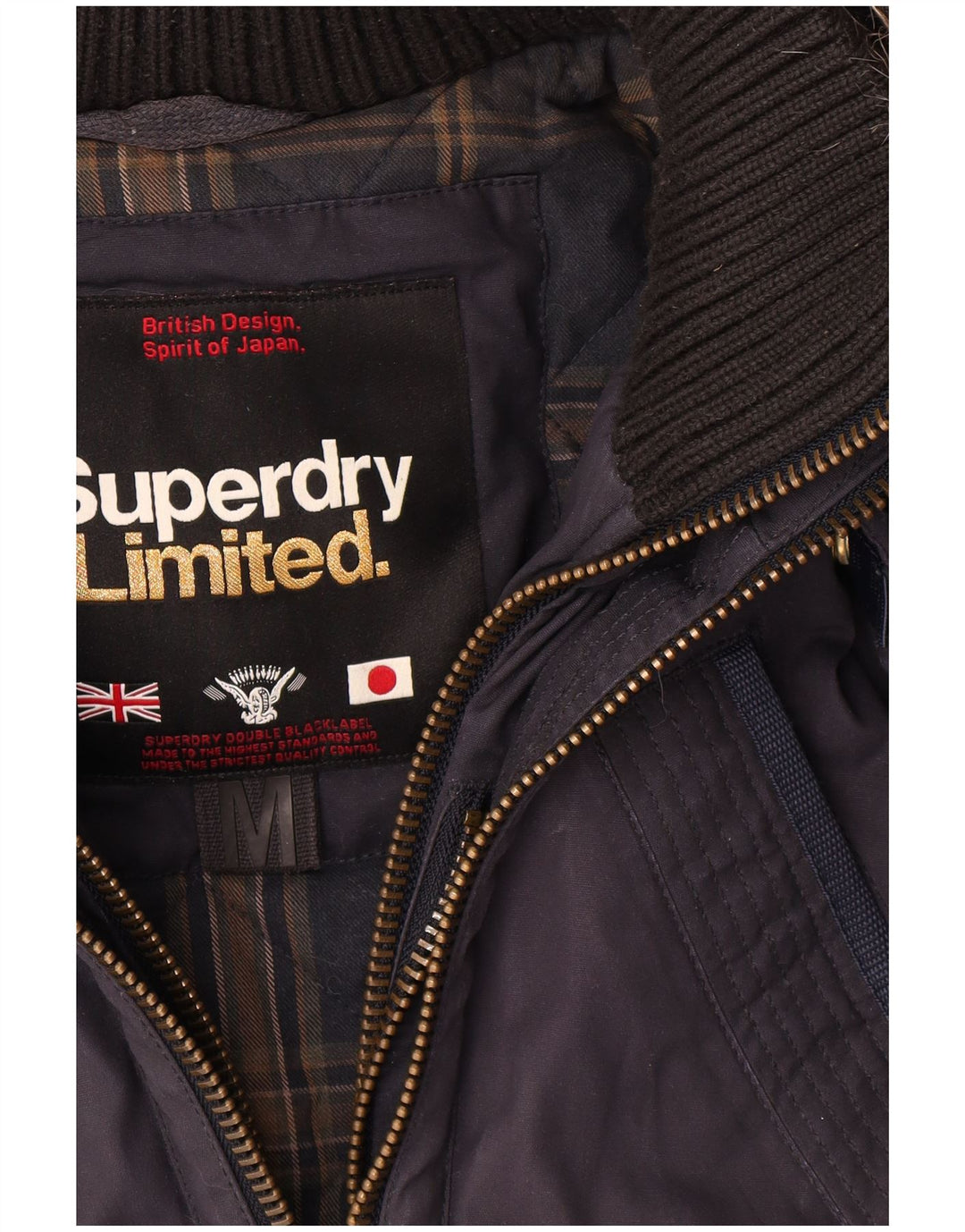 Superdry γυναικείο μπουφάν με κουκούλα αντιανεμικό UK 14 μεσαίο μπλε βαμβακερό