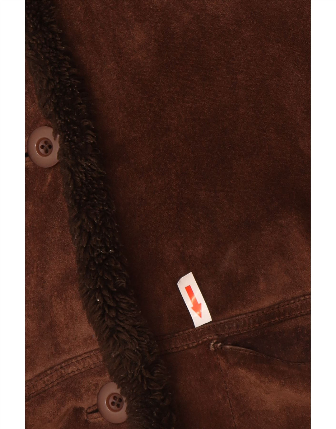 Vintage γυναικείο παλτό μεγάλου μεγέθους Shearling UK 10 Small Brown Leather