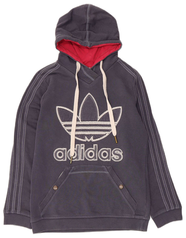 Adidas Γυναικείο Γραφικό Hoodie Jumper IT 46 Large Navy Blue από βαμβάκι
