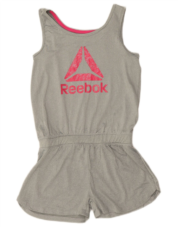 Reebok Girls Graphic Αμάνικο Playsuit 14-15 Years XL Grey Polyester