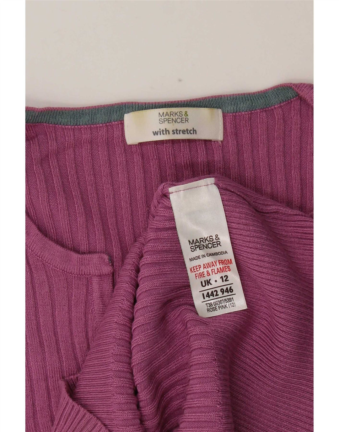 Marks & Spencer Γυναικείο πουλόβερ με λαιμόκοψη με V λαιμόκοψη UK 12 μεσαία ροζ βισκόζη