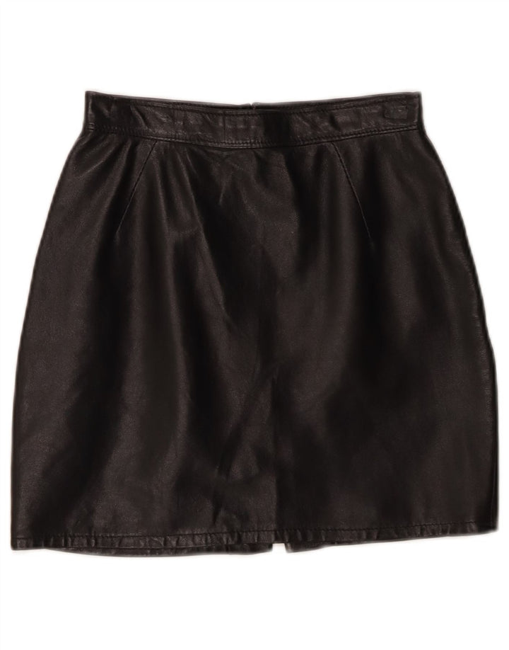 VINTAGE Womens Mini Leather Skirt W22 2XS Black