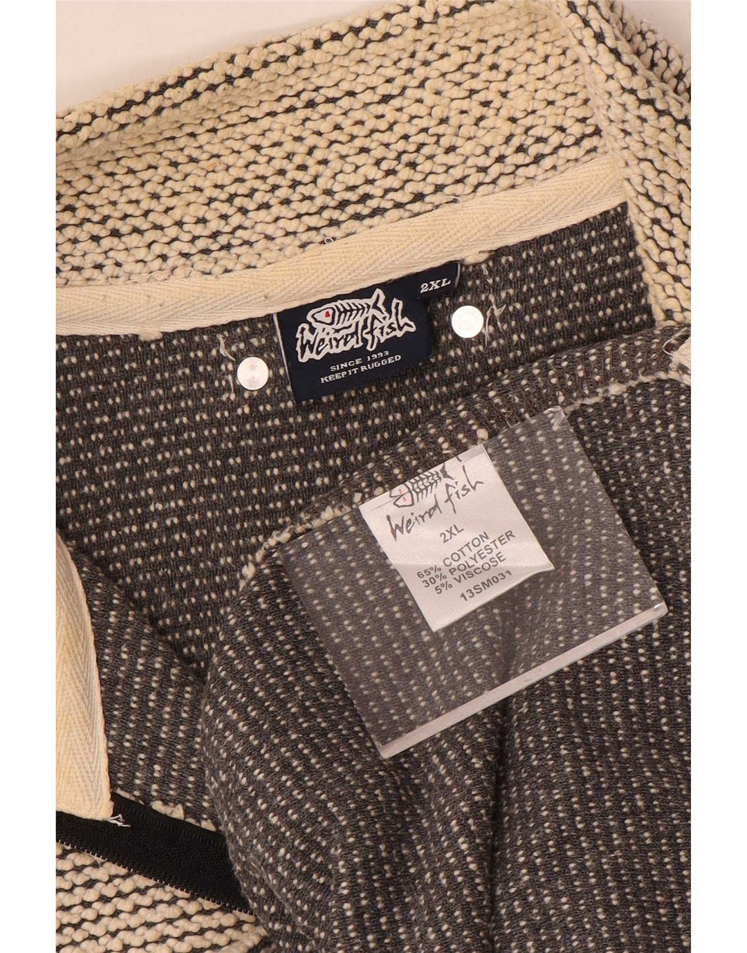 Weird Fish Ανδρικό Φούτερ με φερμουάρ Jumper 2XL Μπεζ βαμβακερό