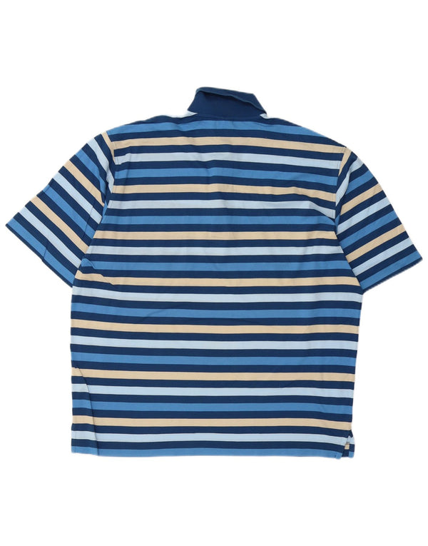 PAUL & SHARK Mens Yachting Rugby Polo Shirt Large Blue Striped Cotton