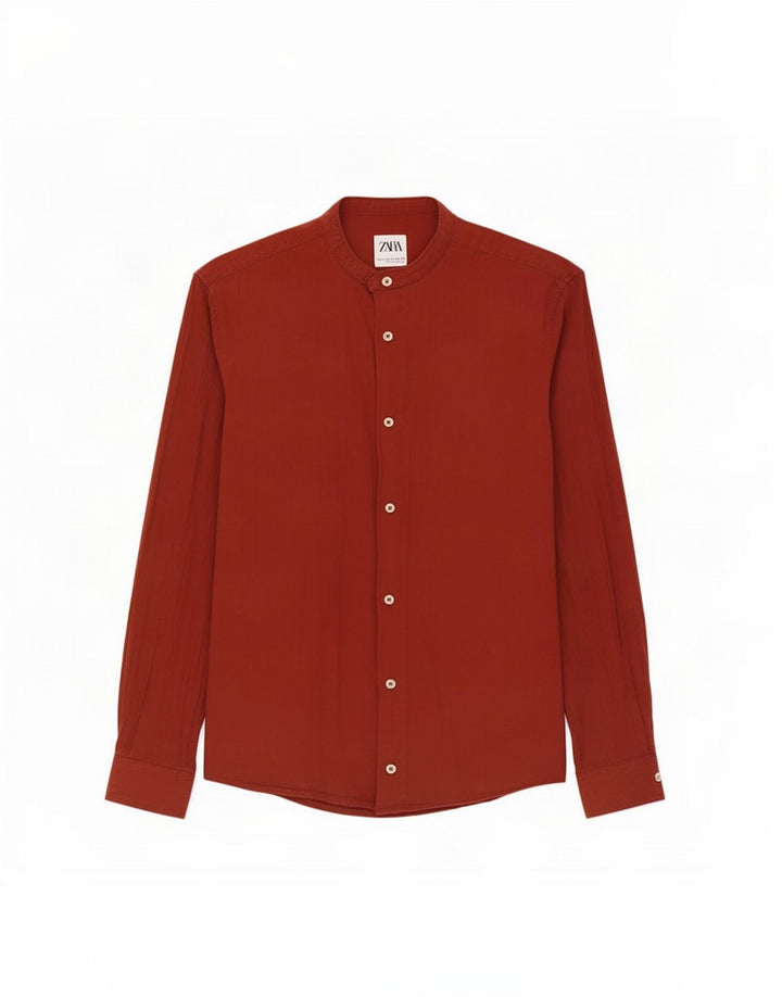 Zara Ανδρικό πουκάμισο Relaxed Fit Small Maroon