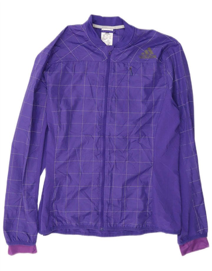 Γυναικεία αθλητική φόρμα Adidas Top Jacket UK 16 Large Purple Check Polyester