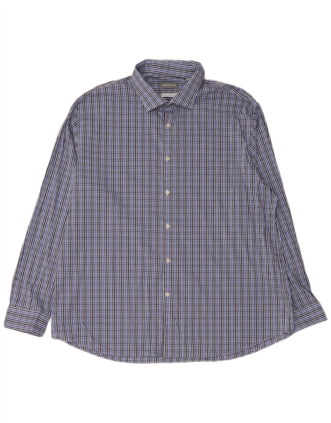 MICHAEL KORS Ανδρικό πουκάμισο Slim Fit Size 18 1/2 2XL Blue Check Cotton